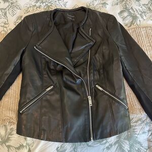Zara Black Leather Jacket with Silver Zippers